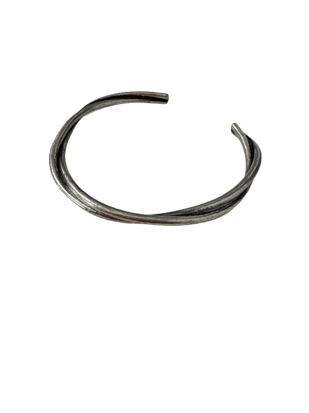 Vintage Twisted Double Strand Cuff Bracelet Antiqued Silver Tone 2.25"